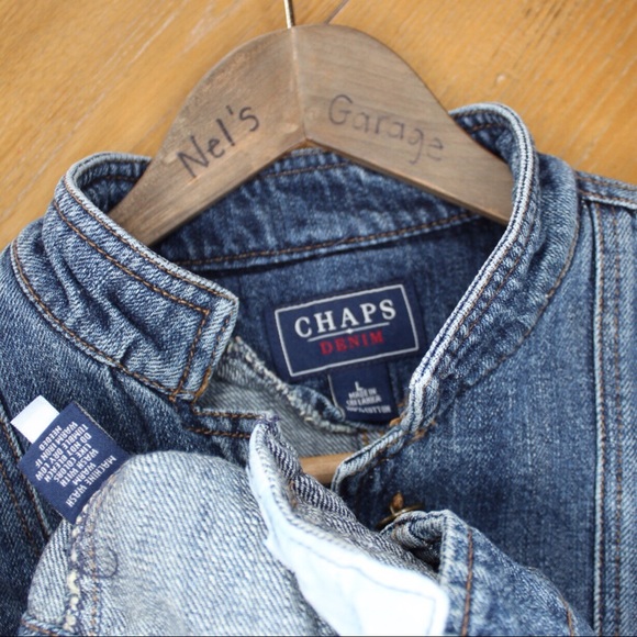 Vintage Chaps Distressed Denim Jean Jacket Medium / Large - Picture 7 of 7